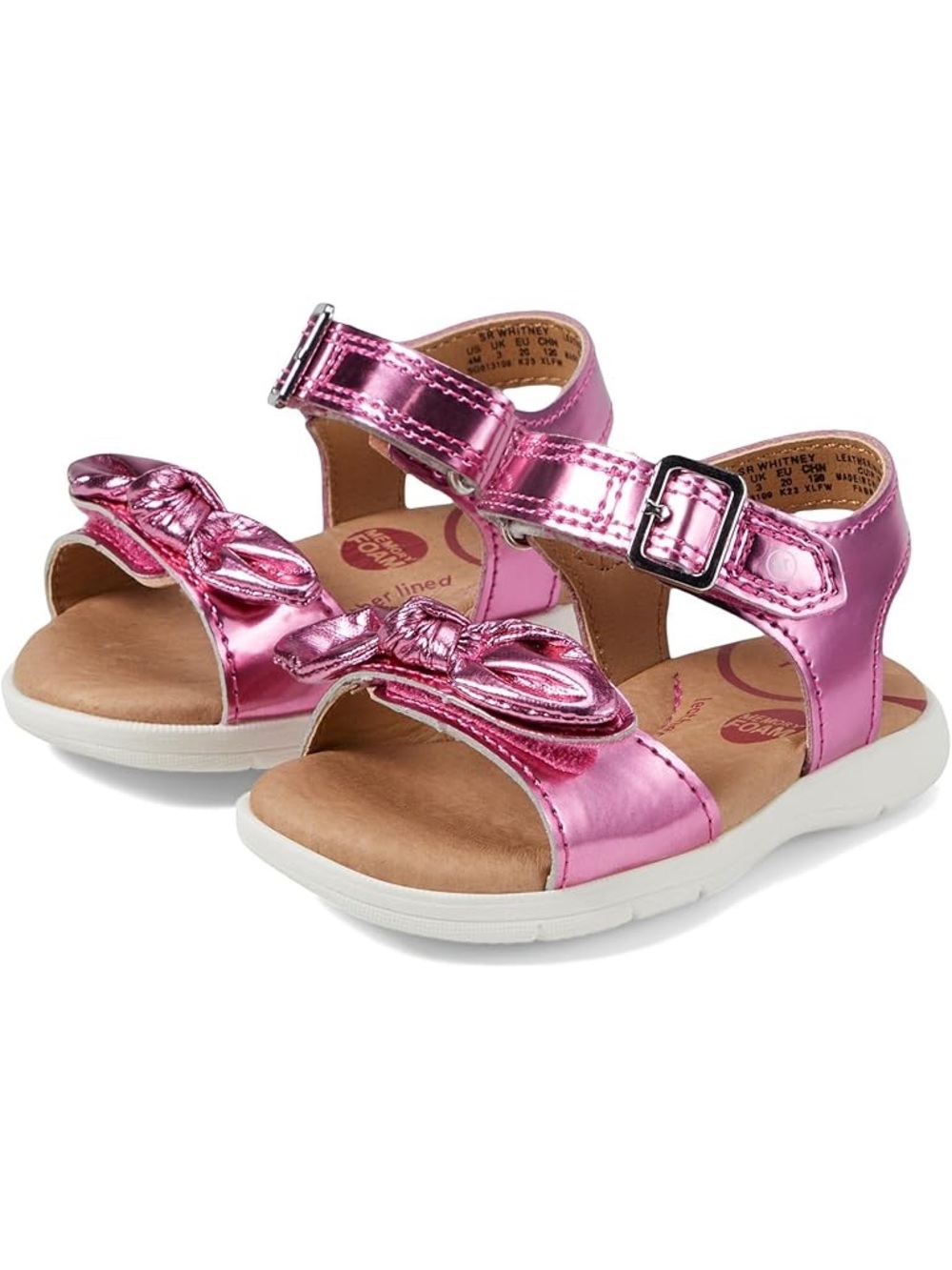 Stride Rite Girls' Metallic Pink Bow Sandals Flower Jelly Sandals Oshkosh size 5